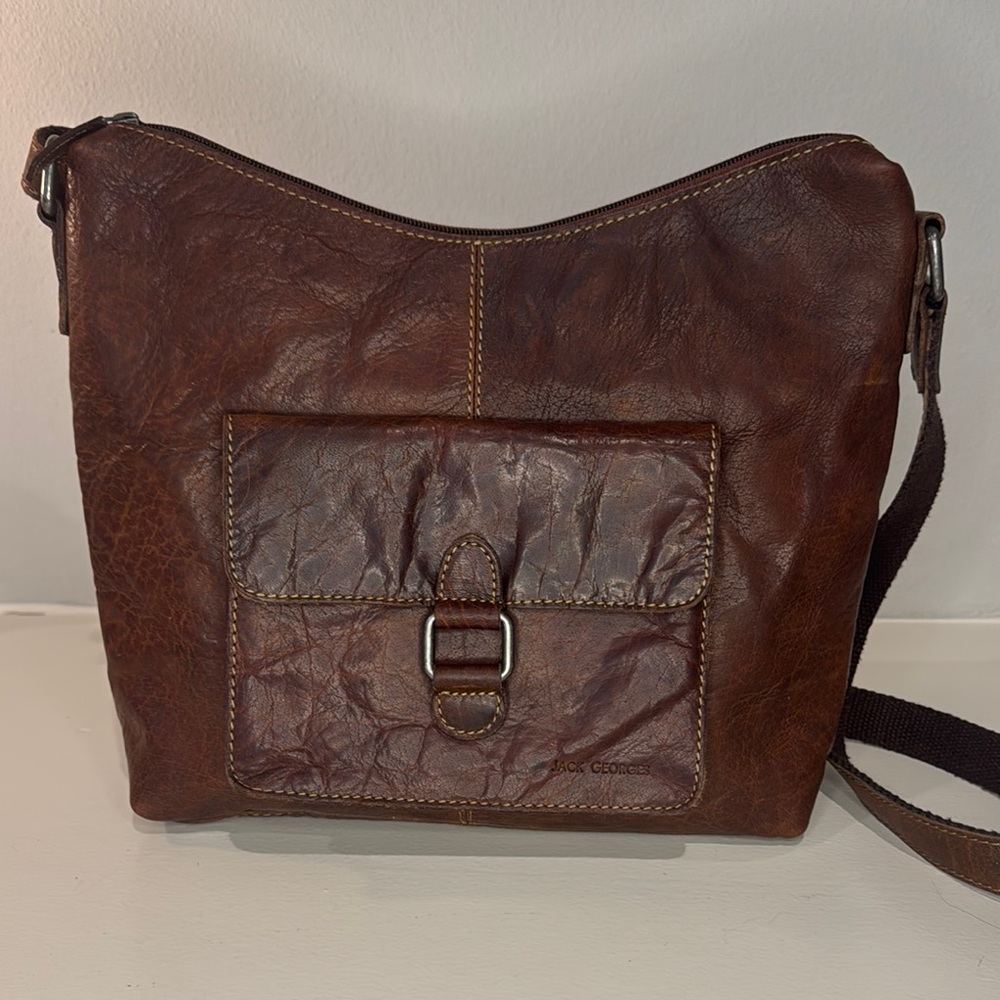 Jack Georges Leather Crossbody Satchel Bag